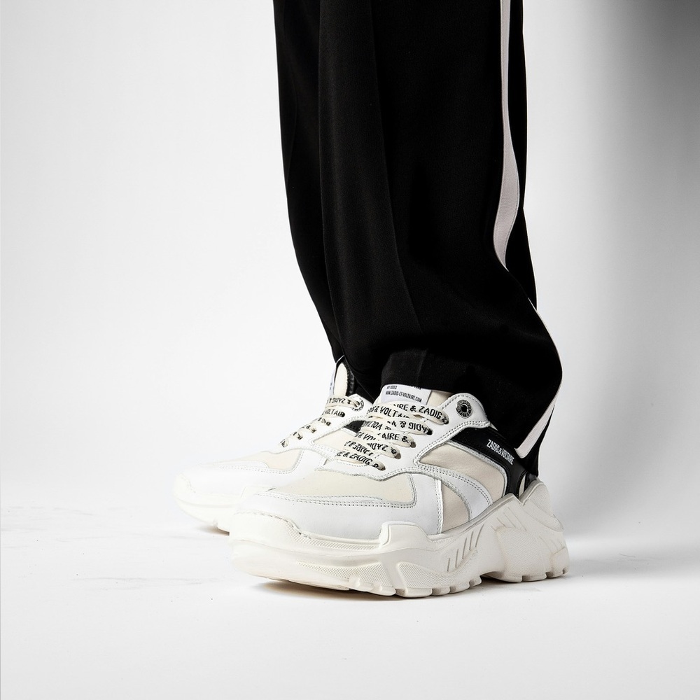 Zadig & Voltaire White / Cream Leather Chunky Platform Sneakers - US 6 (36)